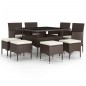 vidaXL Juego de comedor de jardín 9 piezas ratán sintético marrón vidaXL Juego de comedor de jardín 9 piezas ratán sintético marrón