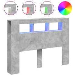 vidaXL Cabecero LED madera ingeniería gris hormigón 140x18,5x103,5 cm