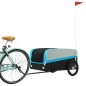 vidaXL Remolque para bicicleta hierro negro y azul 45 kg