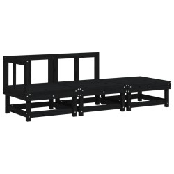 vidaXL Juego de muebles de jardín 3 pzas madera maciza de pino negro