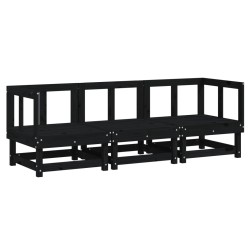 vidaXL Juego de muebles de jardín 3 pzas madera maciza de pino negro
