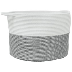 vidaXL Cesta para ropa sucia algodón gris y blanco Ø55x36 cm