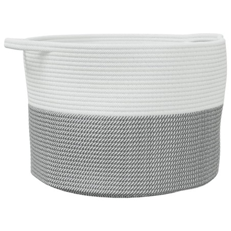 vidaXL Cesta para ropa sucia algodón gris y blanco Ø55x36 cm