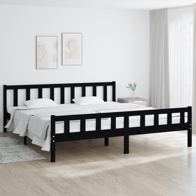 vidaXL Estructura de cama de madera maciza negro 200x200 cm vidaXL Estructura de cama de madera maciza negro 200x200 cm
