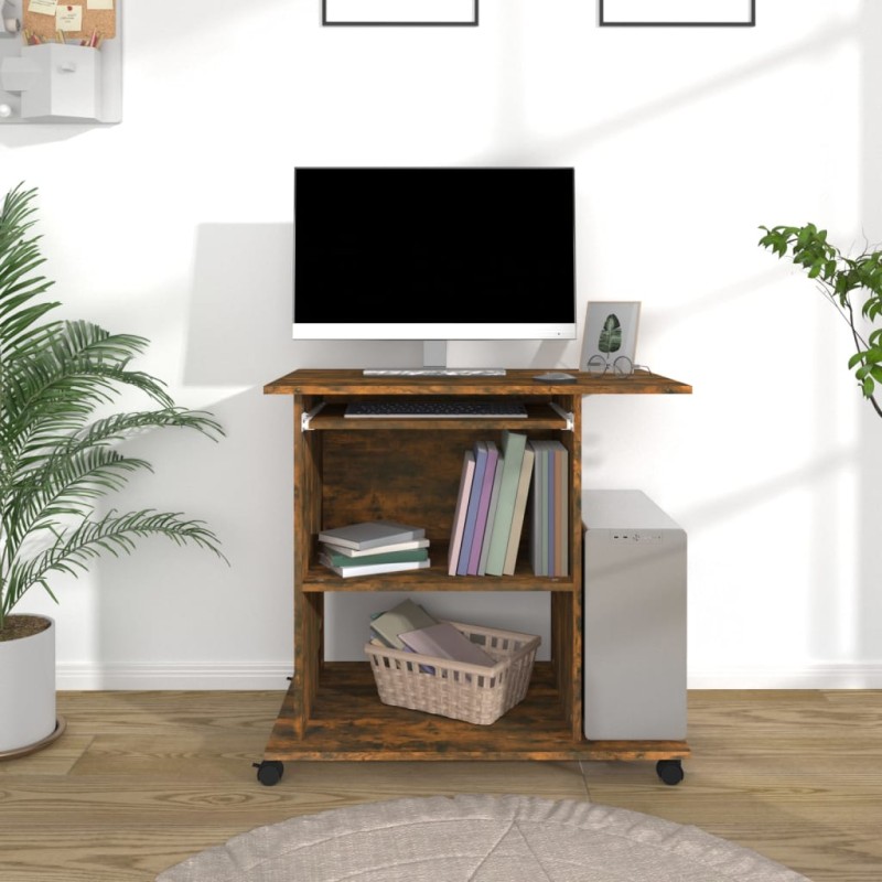 vidaXL Escritorio de madera contrachapada roble ahumado 80x50x75 cm vidaXL Escritorio de madera contrachapada roble ahumado 80x50x75 cm