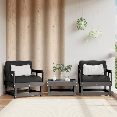 vidaXL Sillones de jardín 2 unidades madera maciza de pino gris