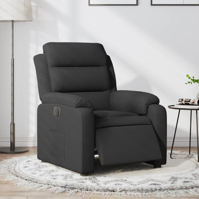 vidaXL Sillón reclinable eléctrico de tela negro vidaXL Sillón reclinable eléctrico de tela negro