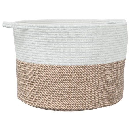vidaXL Cesta para ropa sucia algodón marrón y blanco Ø55x36 cm