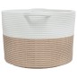 vidaXL Cesta para ropa sucia algodón marrón y blanco Ø55x36 cm vidaXL Cesta para ropa sucia algodón marrón y blanco Ø55x36 cm