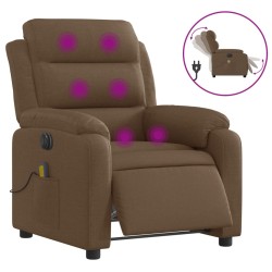 vidaXL Sillón reclinable de masaje eléctrico tela marrón