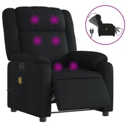 vidaXL Sillón de masaje reclinable eléctrico cuero sintético negro