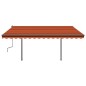 vidaXL Toldo automático LED sensor de viento naranja y marrón 4x3 m vidaXL Toldo automático LED sensor de viento naranja y marrón 4x3 m