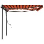 vidaXL Toldo automático LED sensor de viento naranja y marrón 4x3 m vidaXL Toldo automático LED sensor de viento naranja y marrón 4x3 m