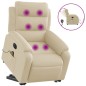 vidaXL Sillón de masaje eléctrico reclinable elevable tela crema