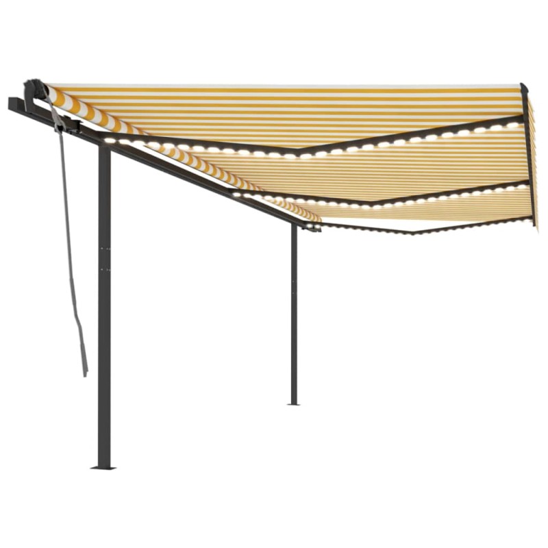 vidaXL Toldo automático LED sensor de viento amarillo y blanco 6x3 m vidaXL Toldo automático LED sensor de viento amarillo y blanco 6x3 m
