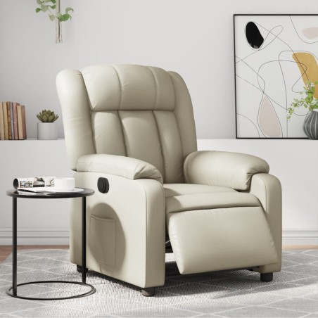 vidaXL Sillón reclinable eléctrico de cuero sintético crema
