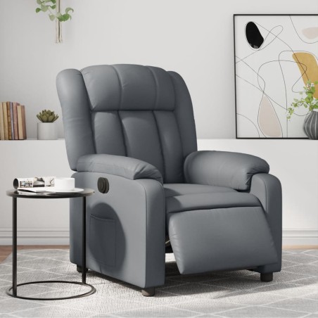 vidaXL Sillón reclinable eléctrico de cuero sintético gris