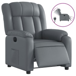 vidaXL Sillón reclinable eléctrico de cuero sintético gris