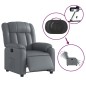 vidaXL Sillón reclinable eléctrico de cuero sintético gris vidaXL Sillón reclinable eléctrico de cuero sintético gris