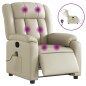 vidaXL Sillón de masaje reclinable eléctrico cuero sintético crema vidaXL Sillón de masaje reclinable eléctrico cuero sintético crema