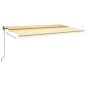 vidaXL Toldo automático LED sensor de viento amarillo y blanco 6x3 m vidaXL Toldo automático LED sensor de viento amarillo y blanco 6x3 m