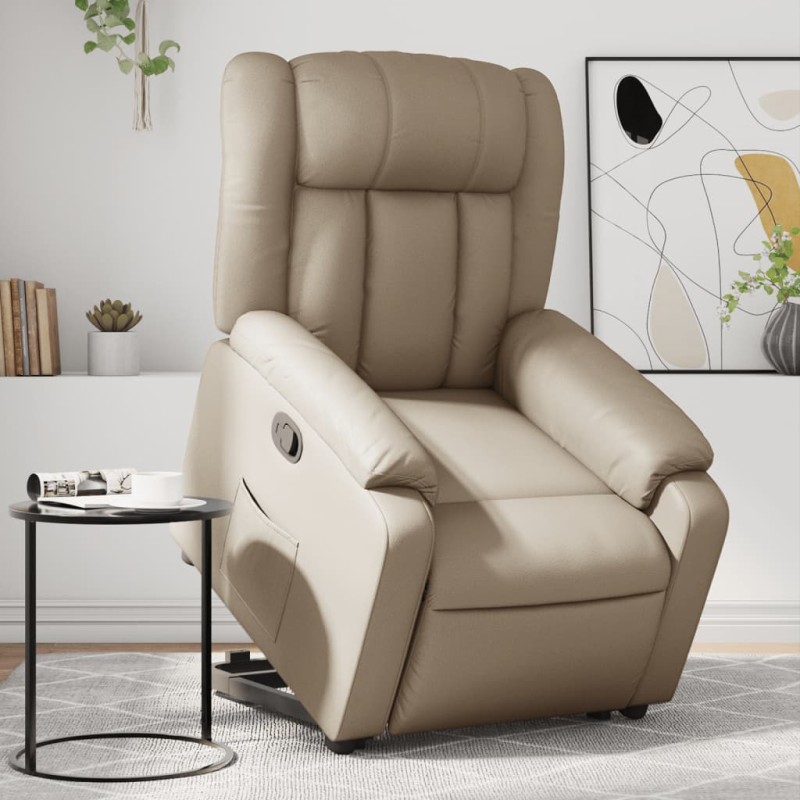 vidaXL Sillón reclinable elevable cuero artificial color capuchino vidaXL Sillón reclinable elevable cuero artificial color capuchino