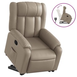 vidaXL Sillón reclinable elevable cuero artificial color capuchino