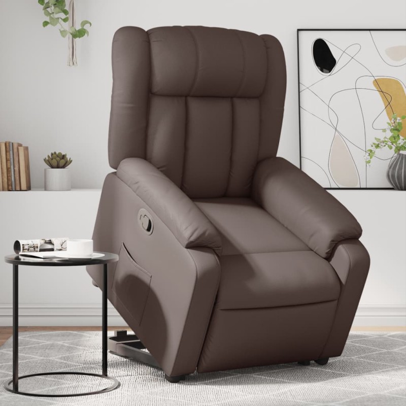 vidaXL Sillón reclinable elevable cuero sintético marrón vidaXL Sillón reclinable elevable cuero sintético marrón