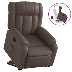 vidaXL Sillón reclinable elevable cuero sintético marrón