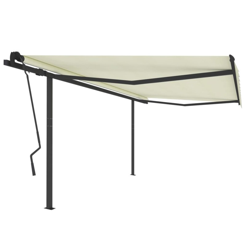 vidaXL Toldo retráctil automático con postes color crema 4,5x3,5m vidaXL Toldo retráctil automático con postes color crema 4,5x3,5m