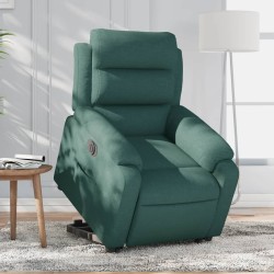 vidaXL Sillón eléctrico reclinable elevable de tela verde oscuro