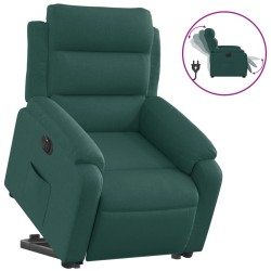 vidaXL Sillón eléctrico reclinable elevable de tela verde oscuro