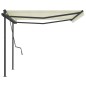vidaXL Toldo retráctil automático con postes color crema 4,5x3,5m vidaXL Toldo retráctil automático con postes color crema 4,5x3,5m