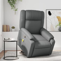 vidaXLSillón reclinable de masaje de pie cuero artificial gris