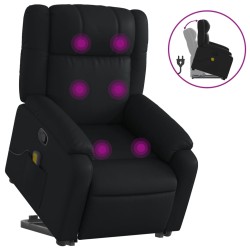 vidaXL Sillón reclinable de masaje de pie cuero artificial negro
