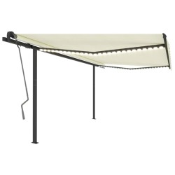 vidaXL Toldo automático con LED y sensor de viento color crema 4x3,5 m