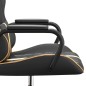 vidaXL Silla gaming con masaje cuero sintético dorado y negro