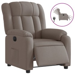 vidaXL Sillón reclinable eléctrico tela gris taupé