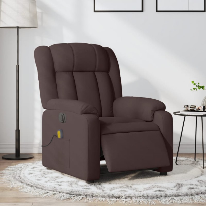 vidaXL Sillón reclinable de masaje eléctrico tela marrón oscuro vidaXL Sillón reclinable de masaje eléctrico tela marrón oscuro