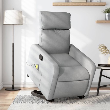 vidaXL Sillón de masaje reclinable de pie de tela gris claro