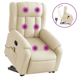 vidaXL Silla de masaje reclinable de pie de tela color crema