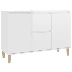vidaXL Aparador de madera contrachapada blanco brillante 103,5x35x70cm