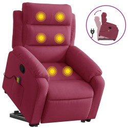 vidaXL Sillón reclinable de masaje elevable terciopelo rojo tinto