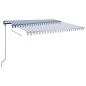 vidaXL Toldo retráctil automático con postes azul y blanco 4x3,5 m vidaXL Toldo retráctil automático con postes azul y blanco 4x3,5 m