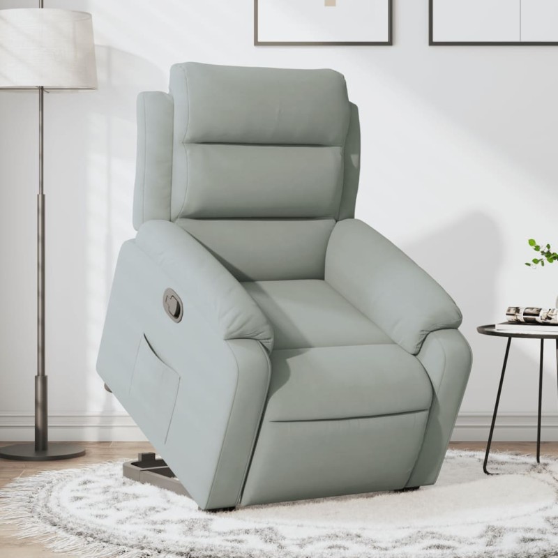 vidaXL Sillón reclinable elevable terciopelo gris claro vidaXL Sillón reclinable elevable terciopelo gris claro