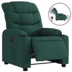 vidaXL Sillón reclinable eléctrico tela verde oscuro