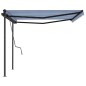 vidaXL Toldo retráctil automático con postes azul y blanco 4x3,5 m vidaXL Toldo retráctil automático con postes azul y blanco 4x3,5 m