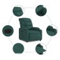vidaXL Sillón reclinable eléctrico tela verde oscuro
