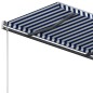 vidaXL Toldo retráctil automático con postes azul y blanco 4x3,5 m vidaXL Toldo retráctil automático con postes azul y blanco 4x3,5 m