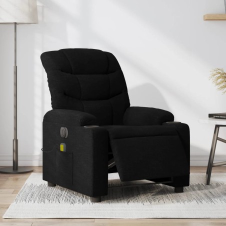 vidaXL Sillón reclinable de masaje eléctrico tela negro
